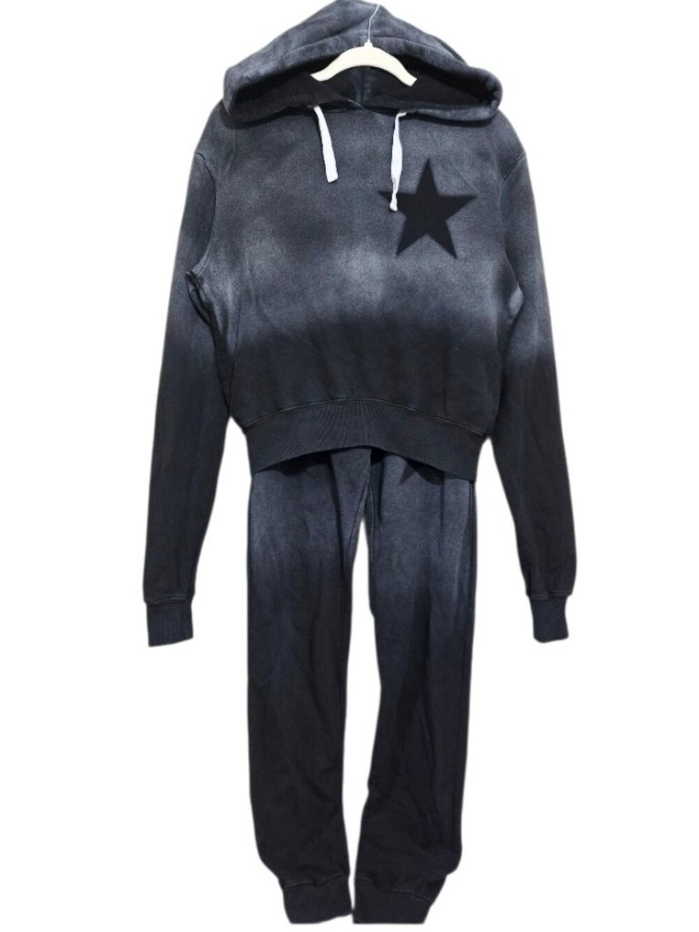 CHRLDR Womens Hoodie Black Ombre Star Graphic Sweatsuit Size S
